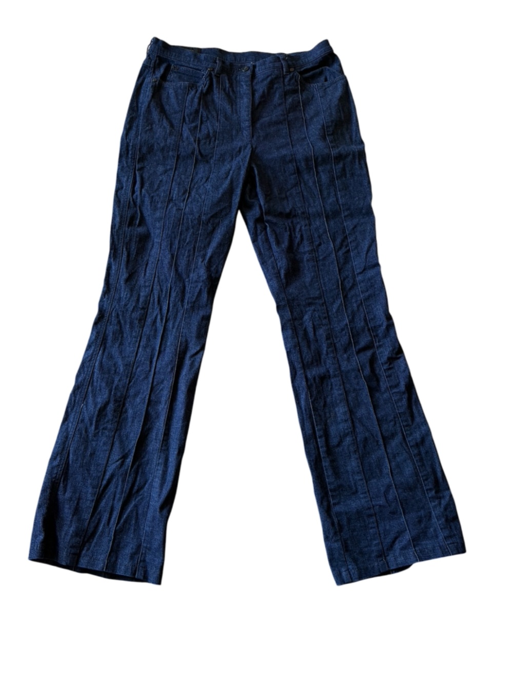 Escada Pintuck High Rise Bootcut Blue Jeans Size EU 44/ US 12
